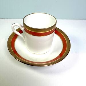 Richard Ginori 1735 Impero Palermo Rust Flat Demitasse Porcelain Cup Saucer Set